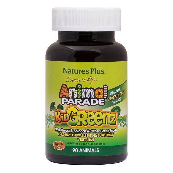 

Витамины для детей из суперфудов Animal Parade® KidGreenz Childrens Chewables Nature's Plus тропический фрукт 90 животных (NP050)