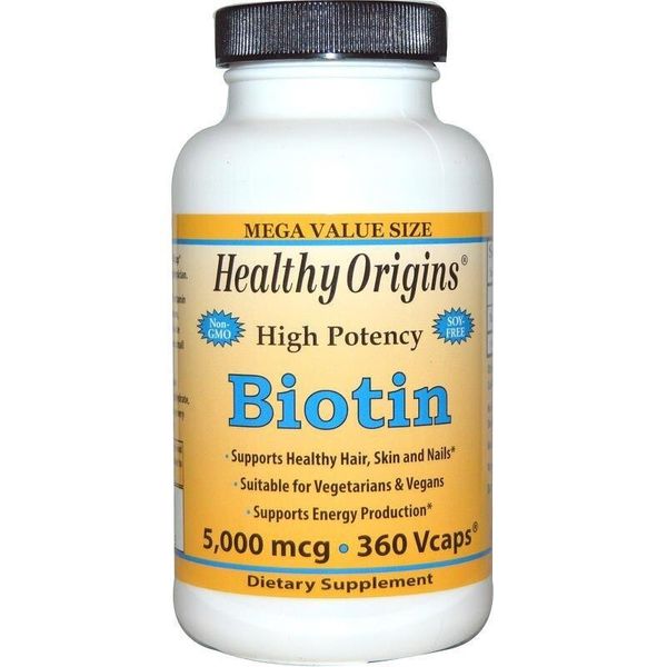 

Витамин В7 Биотин Biotin Healthy Origins 5000 мкг 360 капсул (HO062)