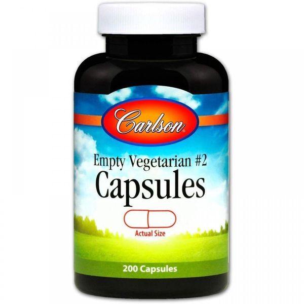 

Пустые растительные капсулы №2 Small #2 Empty Vegetarian Capsules Carlson Labs 200 капсул (CAR080)