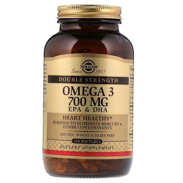 

Рыбий жир Omega-3 EPA DHA Solgar 700 мг 120 капсул (SOL227)