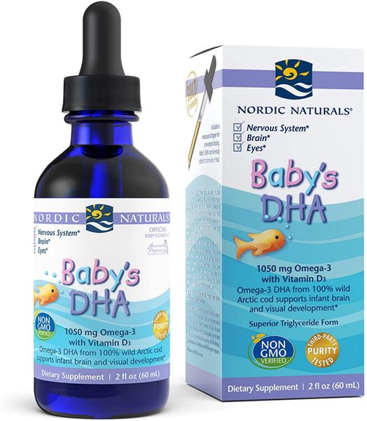 

Жидкий рыбий жир для детей + D3 Baby's DHA Nordic Naturals 60 мл (NN026)