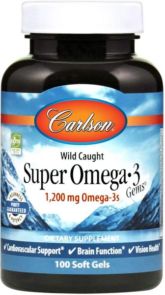 

Рыбий жир Wild Caught Super Omega·3 Gems Fish Oil Carlson Labs 1200 мг 100 капсул (CAR081)