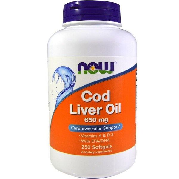 

Рыбий жир из печени трески Cod Liver Oil Now Foods 650 мг 250 капсул (NF522)