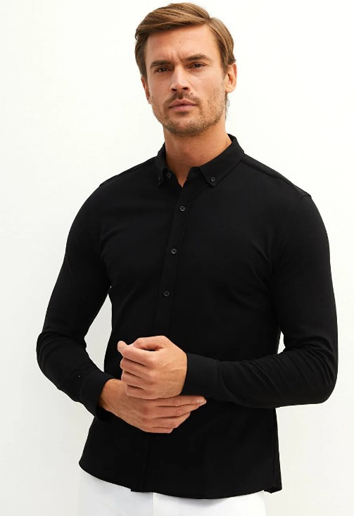 

Мужская рубашка LC Waikiki с пуговицей на воротнике XXL Черная (LCWShirt -9025)