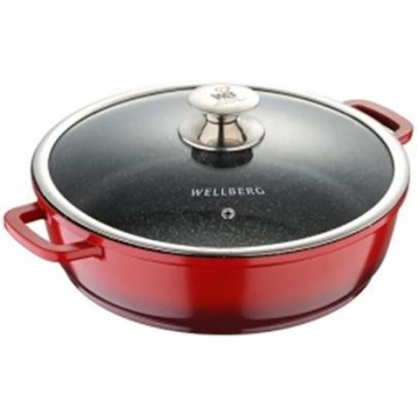 

Кастрюля Wellberg Kasian Red 4.7л с мраморным покрытием, красный с черным