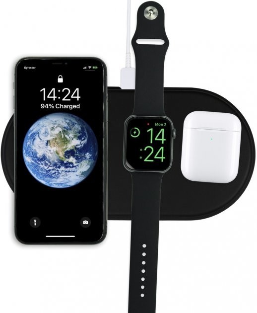 

Беспроводное зарядное устройство Ailink AirPower 3 в 1 с технологией QI Fast Charge Черное