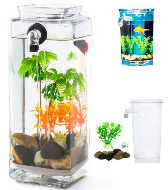 

Акриловый самоочищающийся домашний аквариум с LED подсветкой 2л My Fun Fish (П- 14337)