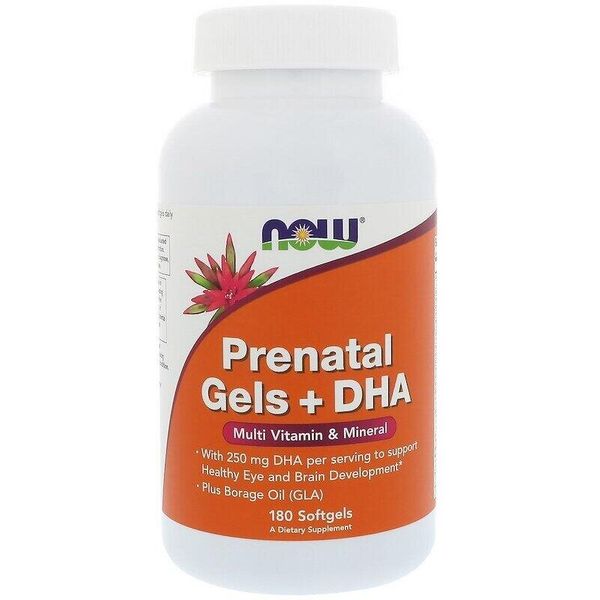 

Витамины для беременных с рыбьим жиром Prenatal Gels + DHA Now Foods 180 капсул (NF208)