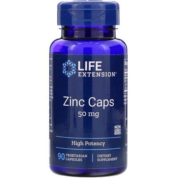 

Цинк Zinc Caps High Potency Life Extension 50 мг 90 капсул (LE094)