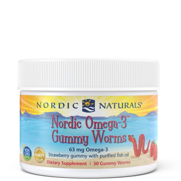 

Рыбий жир для детей Nordic Omega-3 Gummy Worms Nordic Naturals клубника 63 мг 30 конфет (NN088)