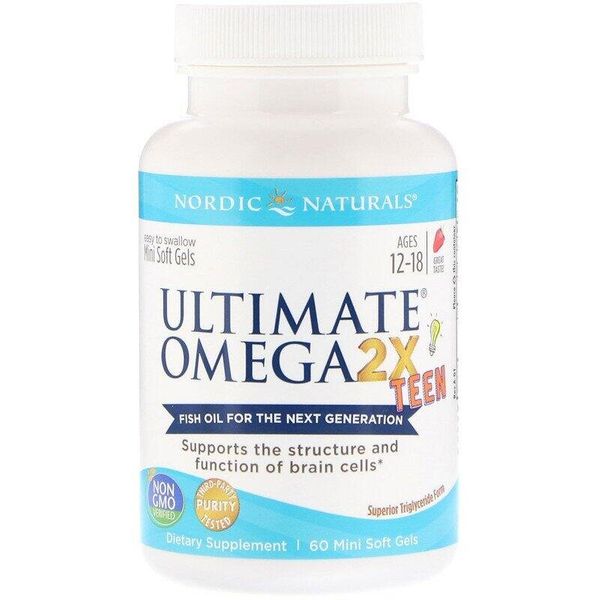 

Рыбий жир Омега для подростков Ultimate Omega 2X Teen Nordic Naturals клубника 60 капсул (NN024)