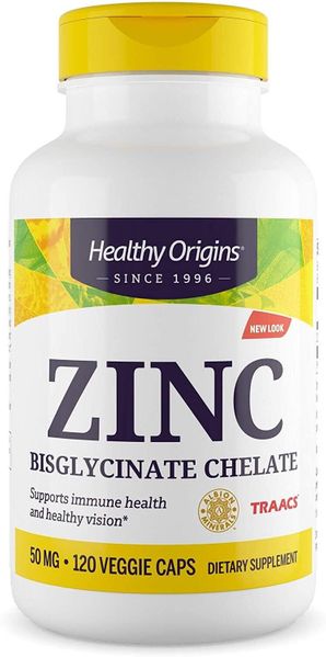 

Цинк Zinc Bisglycinate Chelate Healthy Origins 50 мг 120 капсул (HO122)