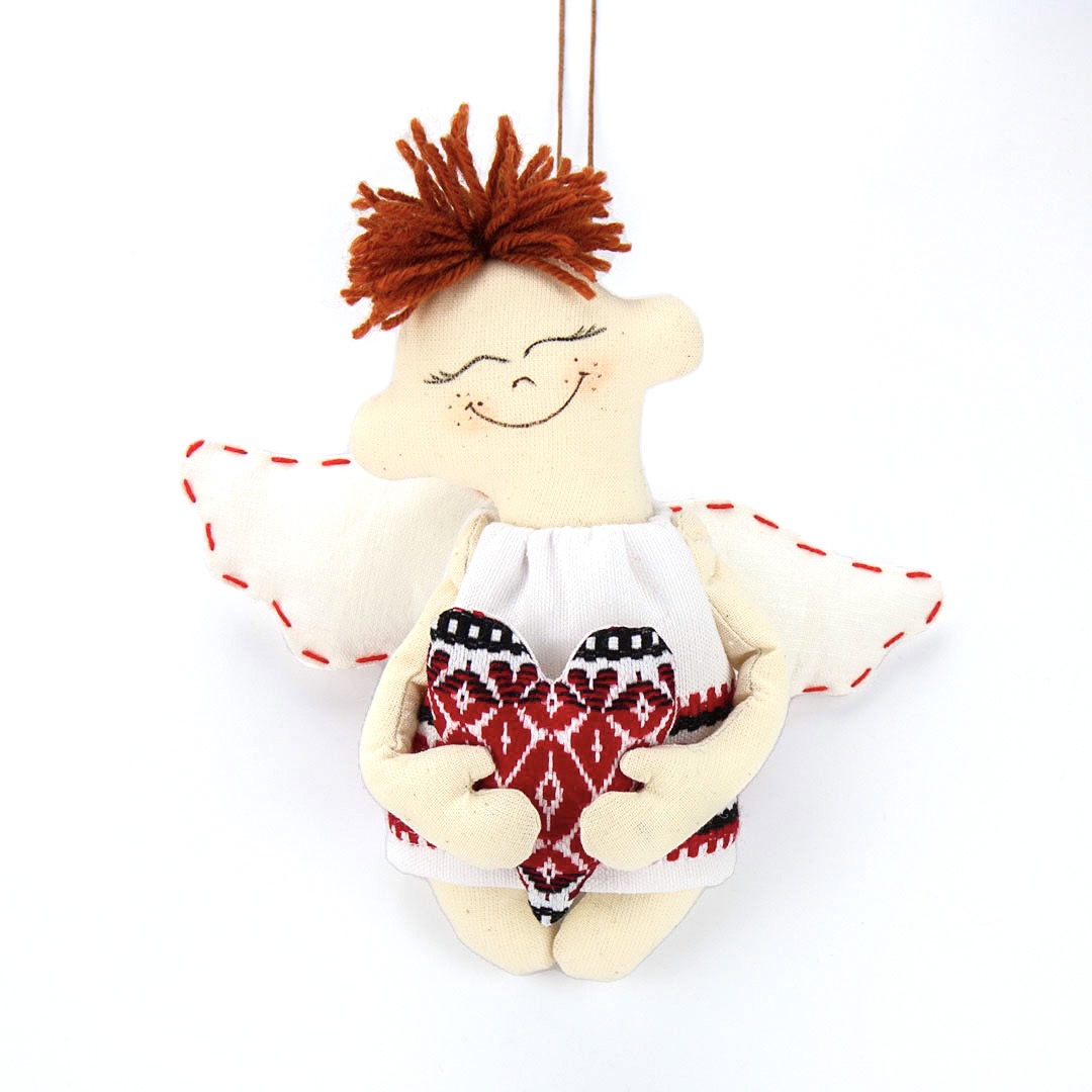 

Мягкая игрушка TataMatata Ручной работы Hand Made - Ангелочек в украинском стиле 17 см Бело-красный