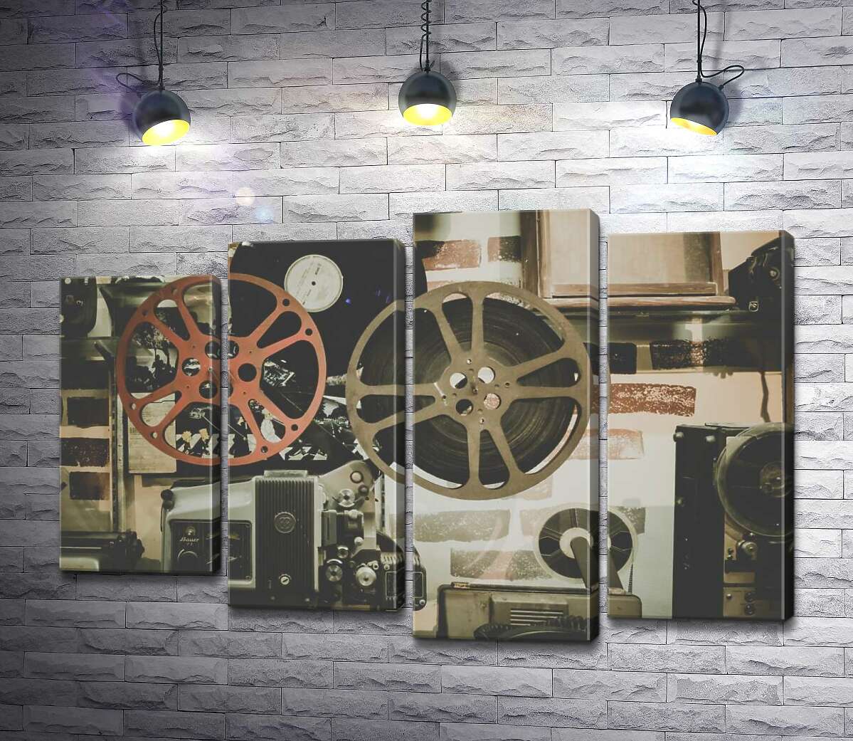 

Модульная картина ArtPoster Бобина накручивает фильм через проектор 80x54 см Модуль №21