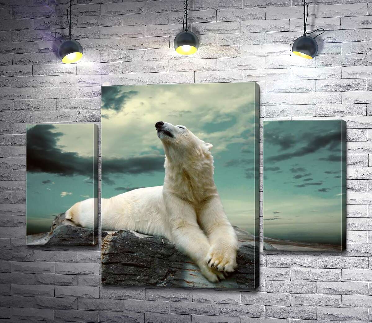 

Модульная картина ArtPoster Белый медведь отдыхает на камне 131x94 см Модуль №7