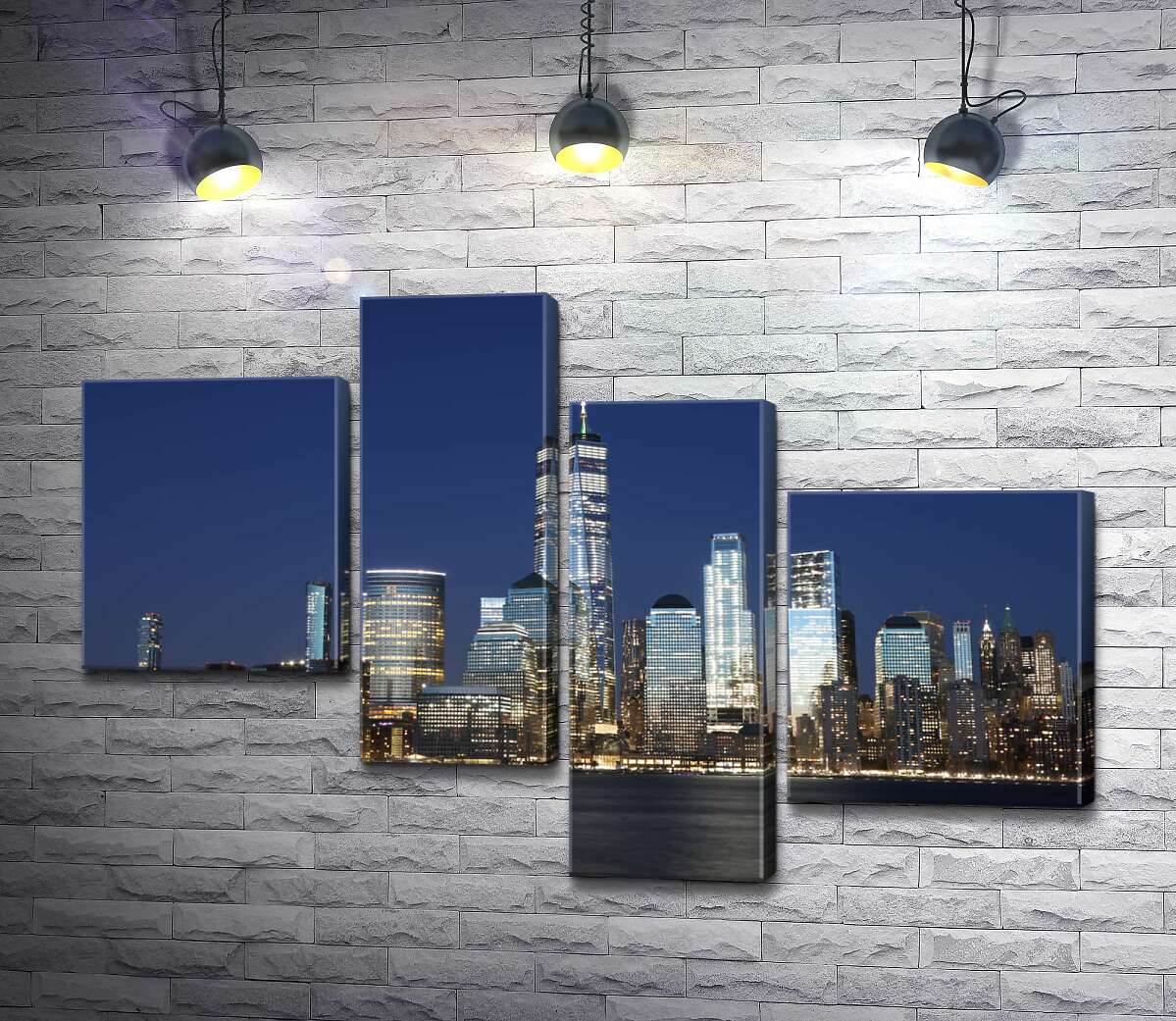 

Модульная картина ArtPoster Вид на ночные небоскребы Джерси-Сити (Jersey City) из вод реки Гудзон (Hudson River) 100x69 см Модуль №20