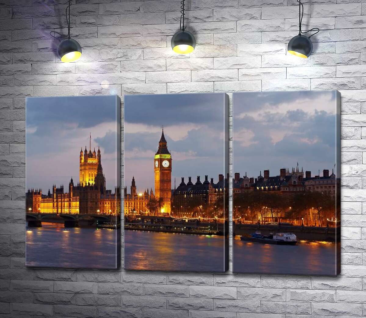 

Модульная картина ArtPoster Вечерняя набережная Темзы сияет огнями Вестминстерского дворца (Palace of Westminster) 132x83 см Модуль №11