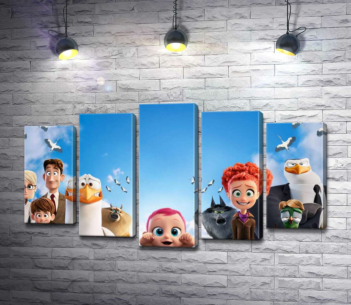 

Модульная картина ArtPoster Веселый постер с персонажами мультфильма "Аисты" 100x58 см Модуль №26