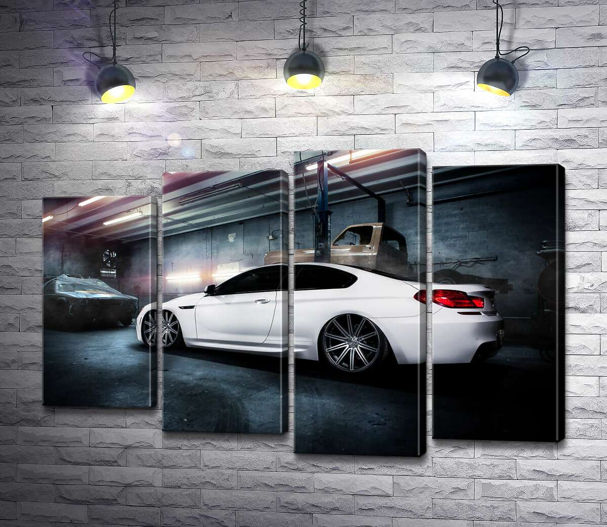 

Модульная картина ArtPoster Белый блеск автомобиля BMW M6 Gran Coupé 80x54 см Модуль №21