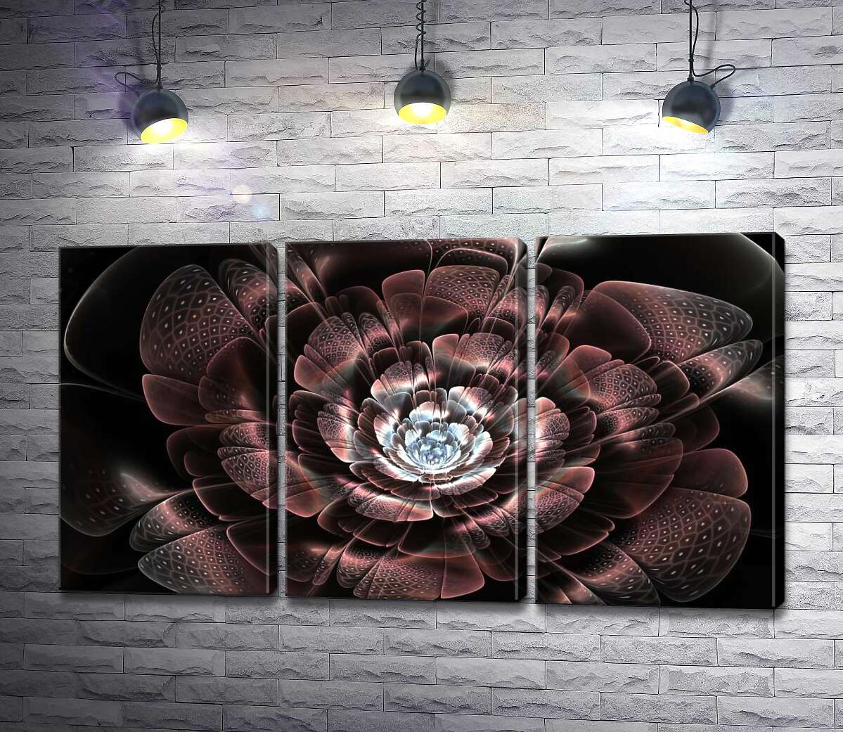 

Модульная картина ArtPoster Белый орнамент на розовых лепестках цветка 60x34 см Модуль №11