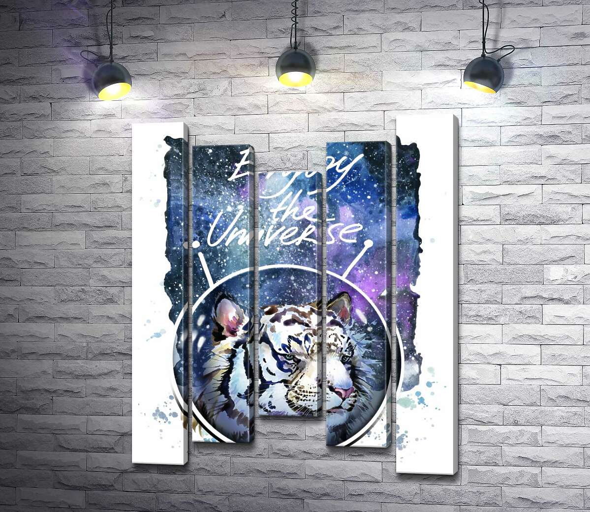 

Модульная картина ArtPoster Белый тигр с надписью "Enjoy the Universe" 100x130 см Модуль №28