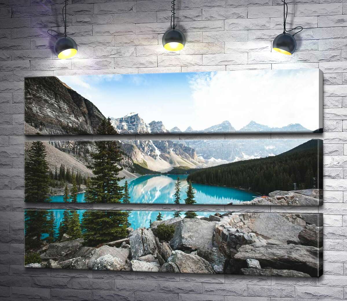 

Модульная картина ArtPoster Вид на озеро Морейн (Moraine Lake) со скалистой вершины 90x60 см Модуль №13
