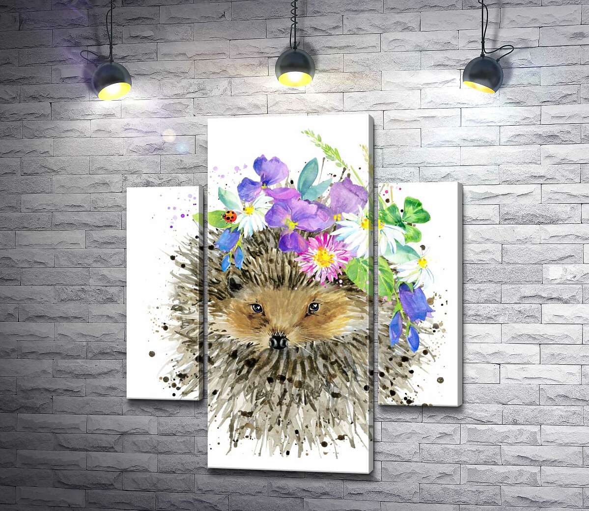 

Модульная картина ArtPoster Букет лесных цветов примостился на голове ежа 100x119 см Модуль №7