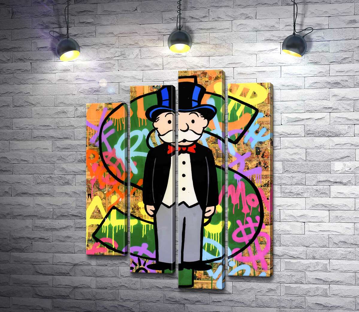 

Модульная картина ArtPoster Богатый дядя Пеннибергс (Rich Uncle Pennybags) – Алек Монополи (Alec Monopoly) 132x177 см Модуль №21