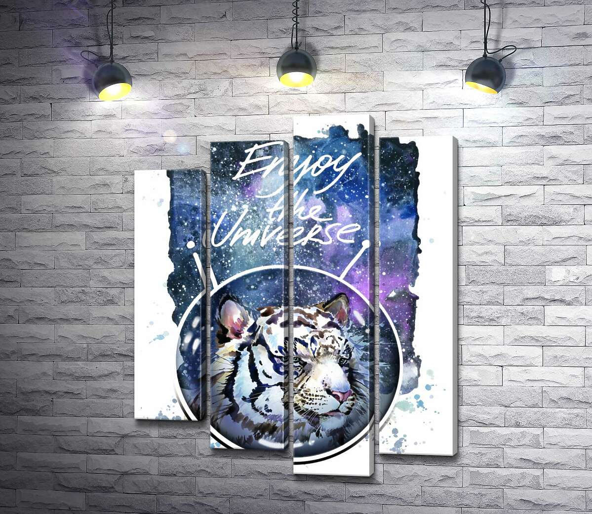 

Модульная картина ArtPoster Белый тигр с надписью "Enjoy the Universe" 80x104 см Модуль №21