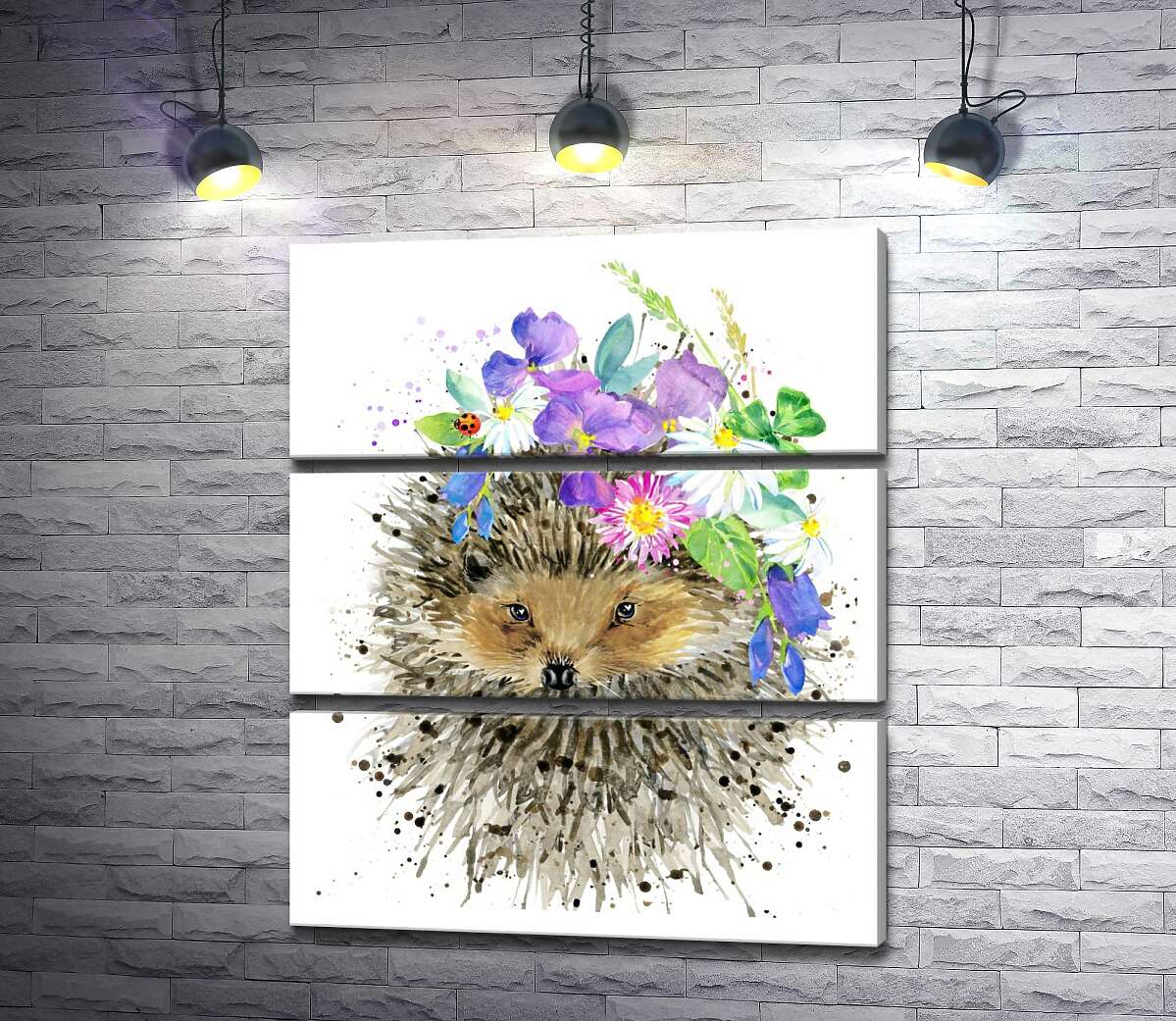 

Модульная картина ArtPoster Букет лесных цветов примостился на голове ежа 51x60 см Модуль №13