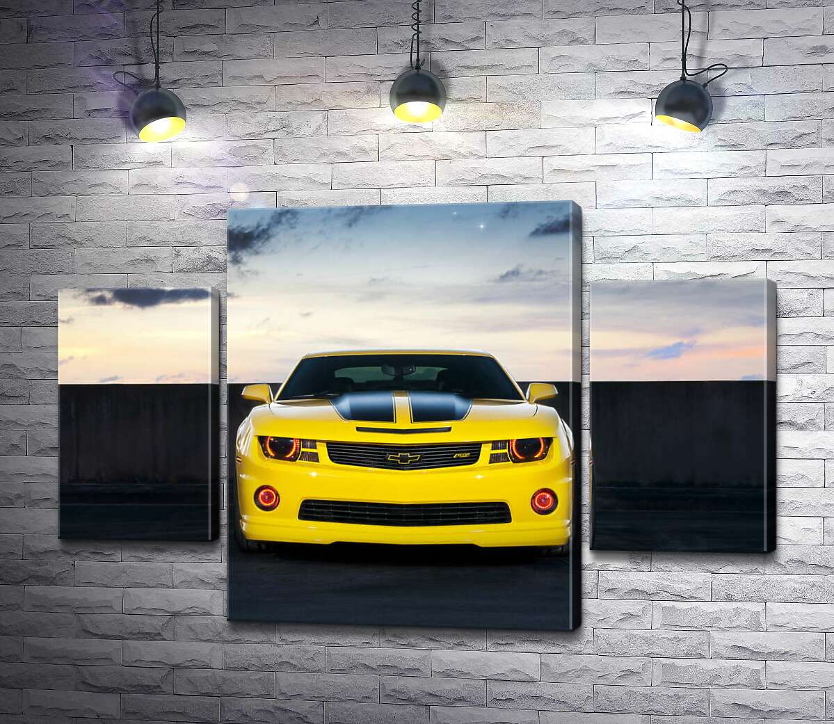 

Модульная картина ArtPoster Блеск желтой поверхности автомобиля Chevrolet Camaro 80x54 см Модуль №7