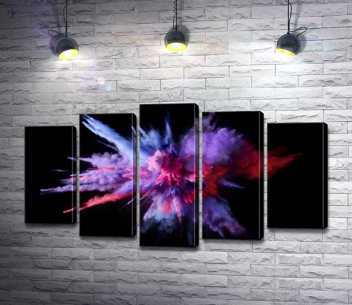 

Модульная картина ArtPoster Взрыв цветов в черном пространстве 130x74 см Модуль №26