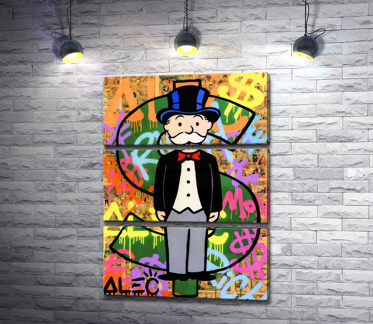 

Модульная картина ArtPoster Богатый дядя Пеннибергс (Rich Uncle Pennybags) – Алек Монополи (Alec Monopoly) 130x177 см Модуль №13