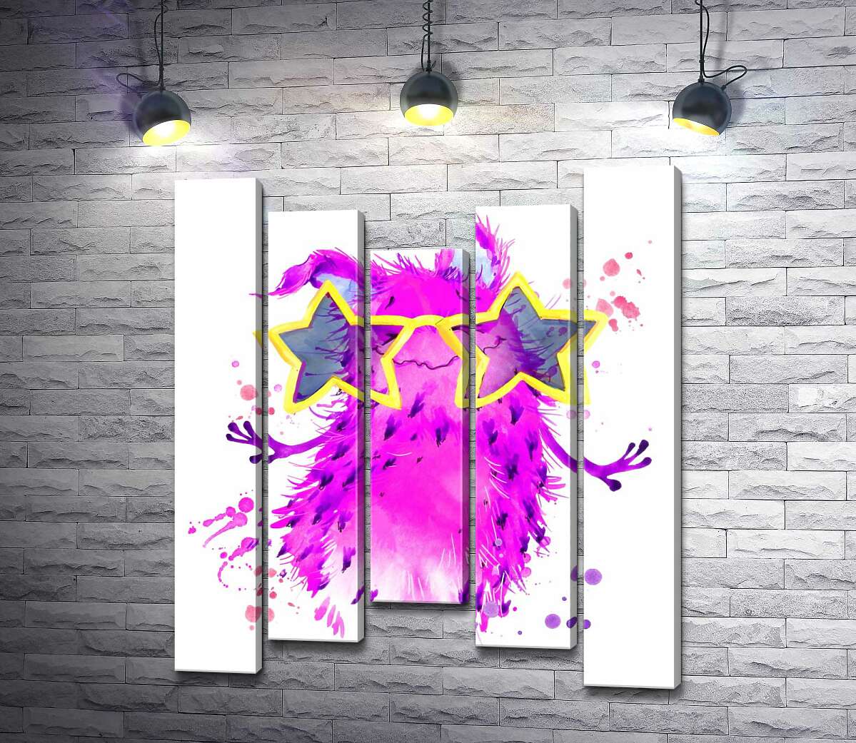 

Модульная картина ArtPoster Веселый розовый монстр танцует в очках 130x156 см Модуль №28