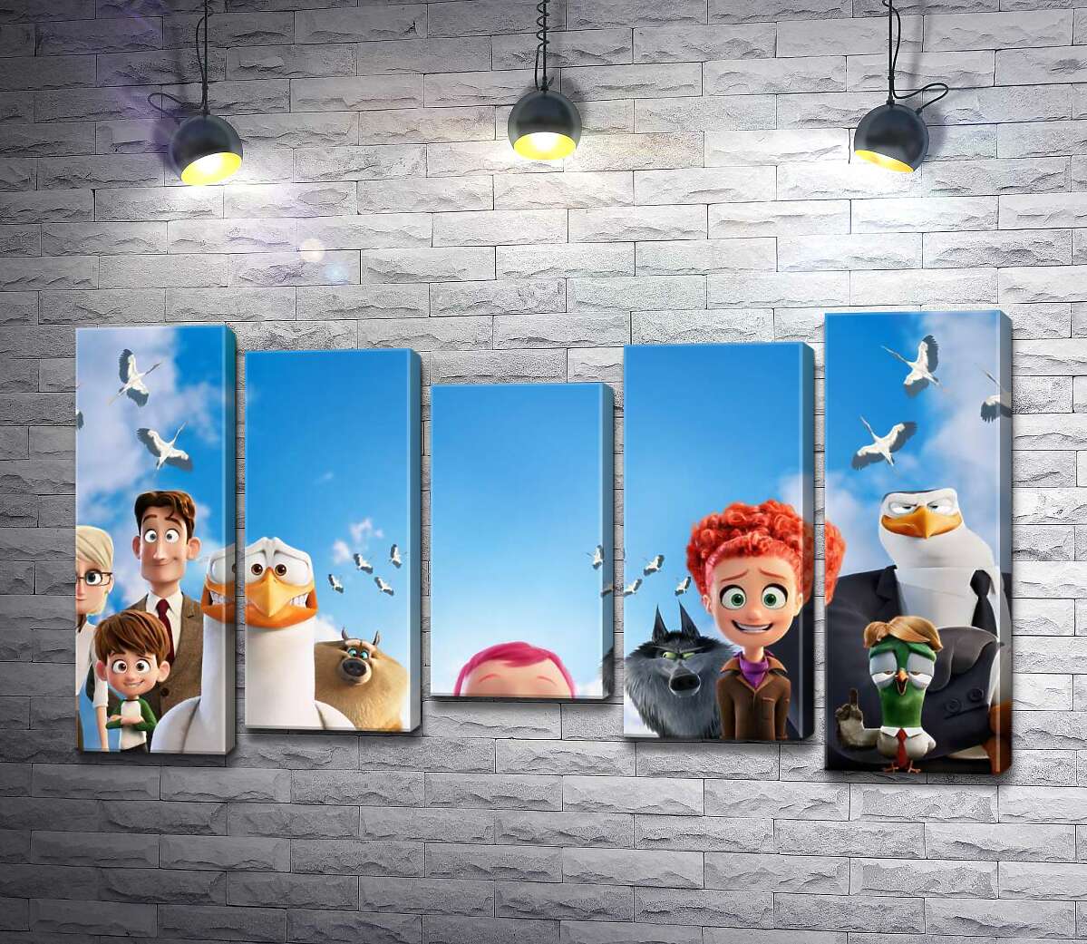 

Модульная картина ArtPoster Веселый постер с персонажами мультфильма "Аисты" 100x58 см Модуль №28