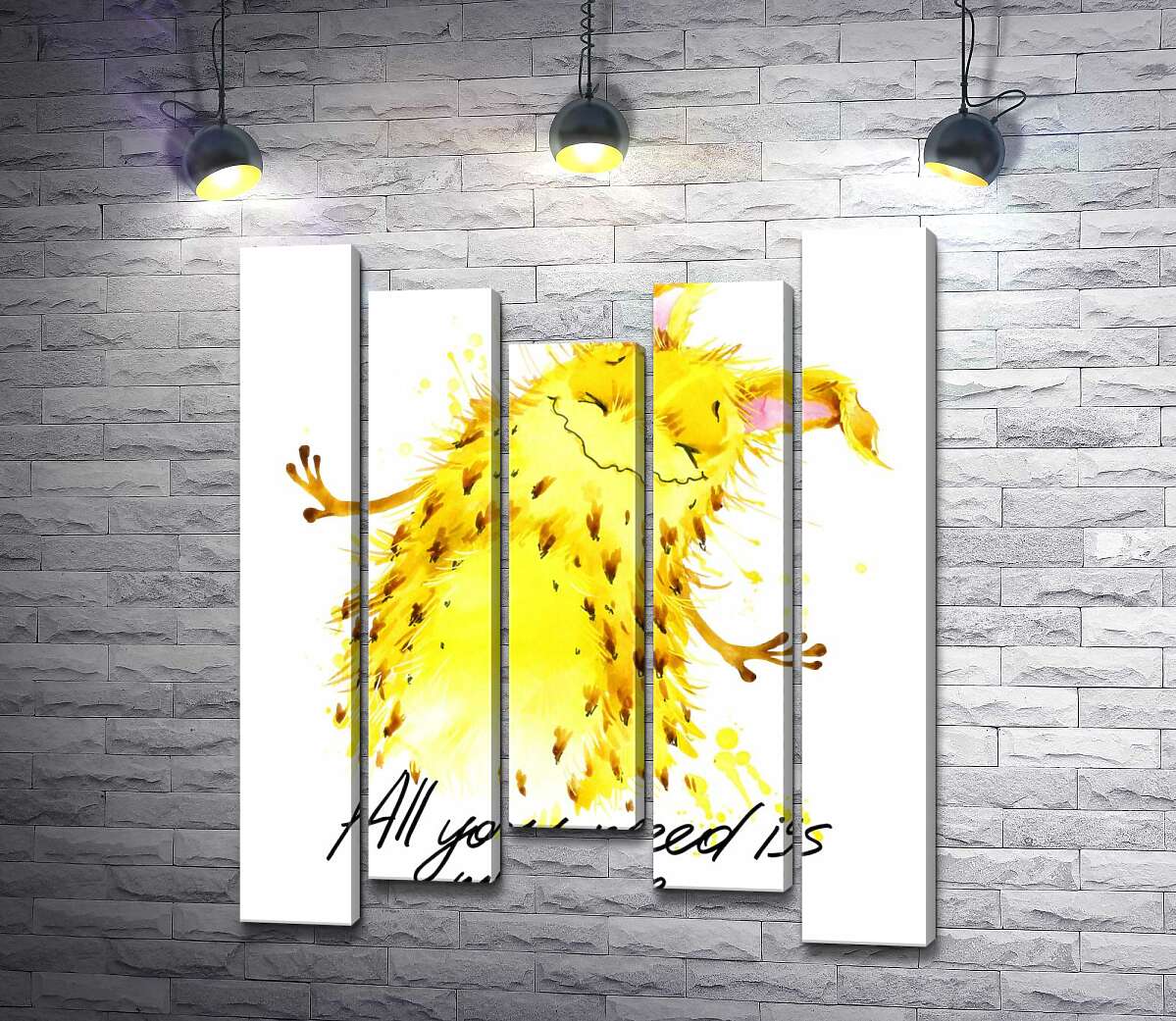 

Модульная картина ArtPoster Веселый желтый монстр с надписью "all you need is monster" 100x120 см Модуль №28