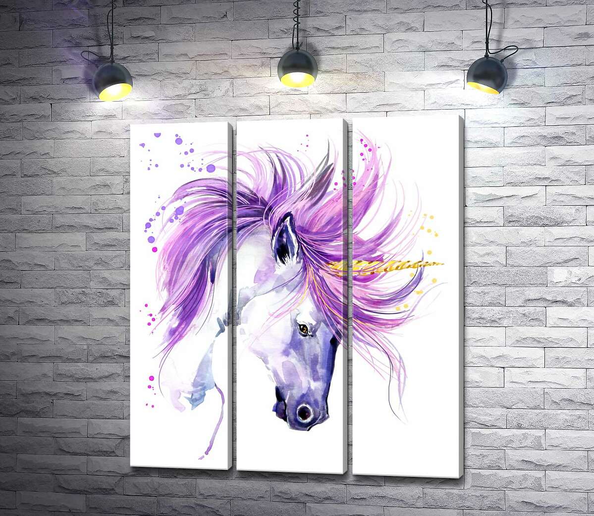 

Модульная картина ArtPoster Белый единорог с фиолетовой гривой 60x71 см Модуль №11