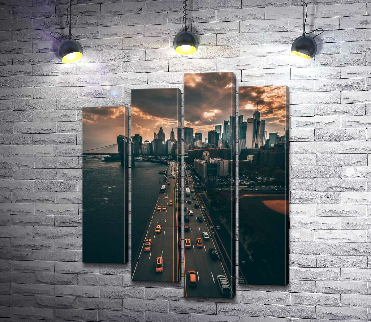 

Модульная картина ArtPoster Вид на облачный Сан-Франциско и темные воды у набережной 132x165 см Модуль №21