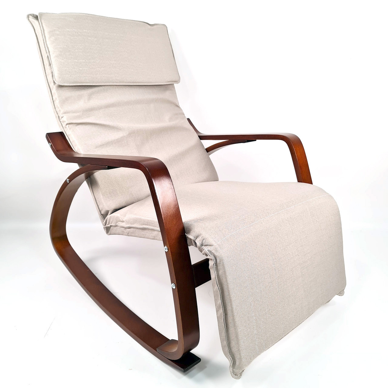 

Кресло-качалка Avko ARC003 Walnut Beige с подлокотниками и регулировкой подножки