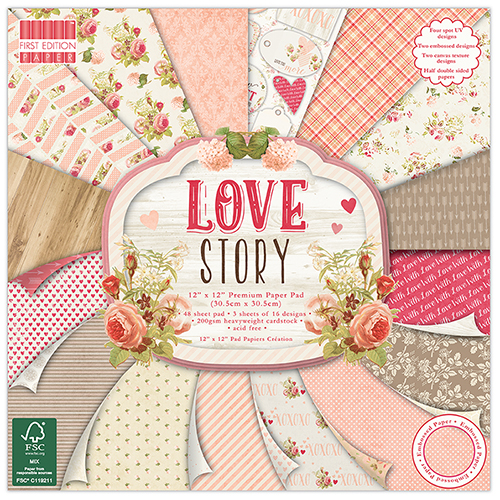 

Набор бумаги First Edition Love Story, размер 30*30 см, 16 листов, FEPAD113