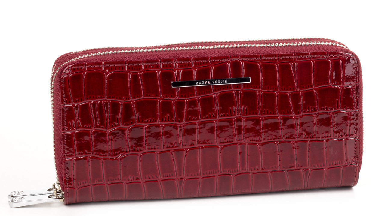 

Женский кошелек на две молнии Karya 1134-08 из лаковой кожи красный