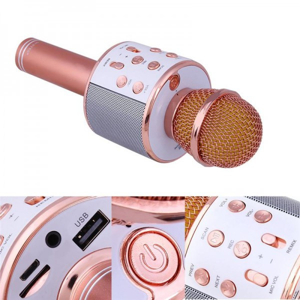 

Караоке микрофон с колонкой WS-858 беспроводной (WS-858(RoseGold))