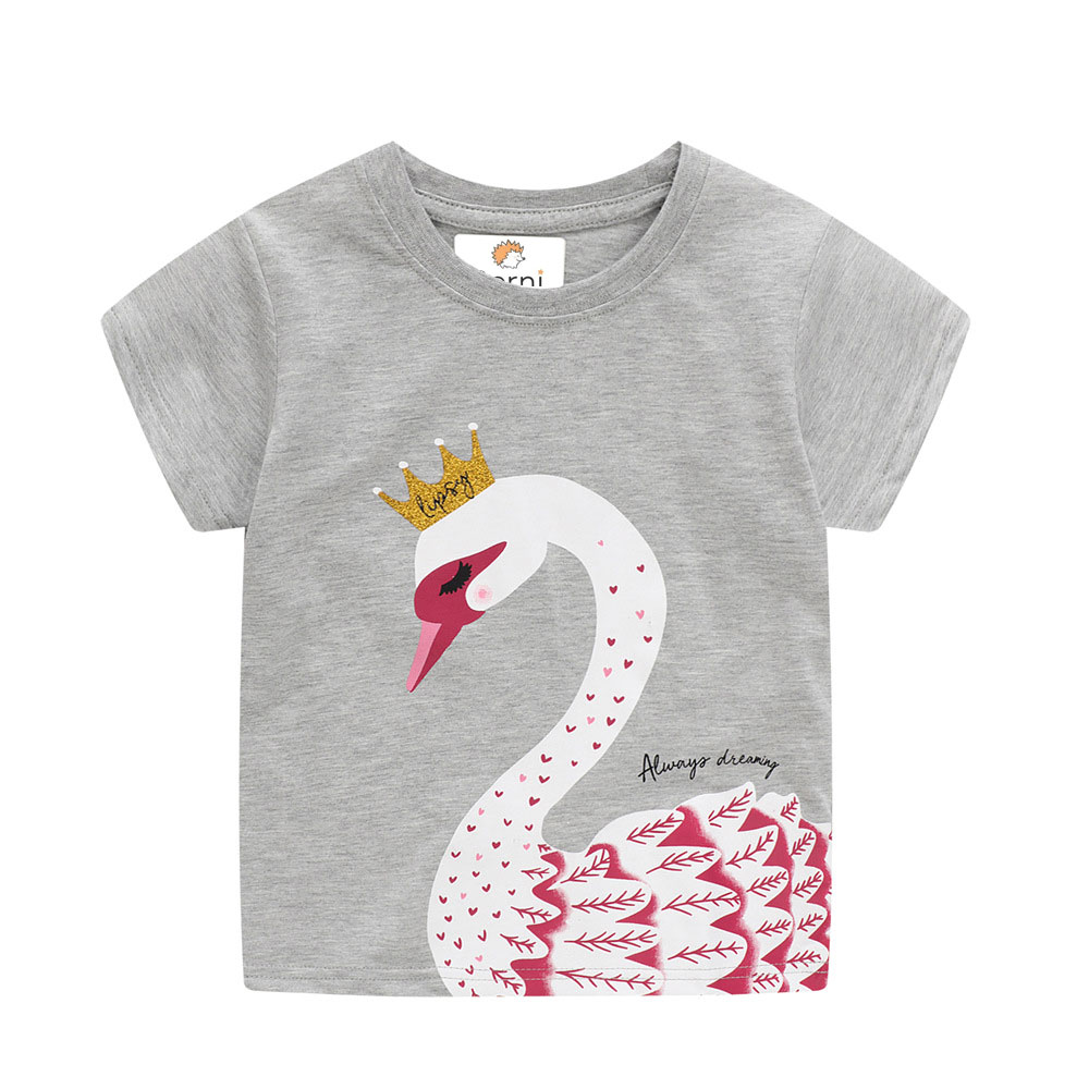 

Футболка для девочки с изображением лебедя серая Swan Berni Kids (120)