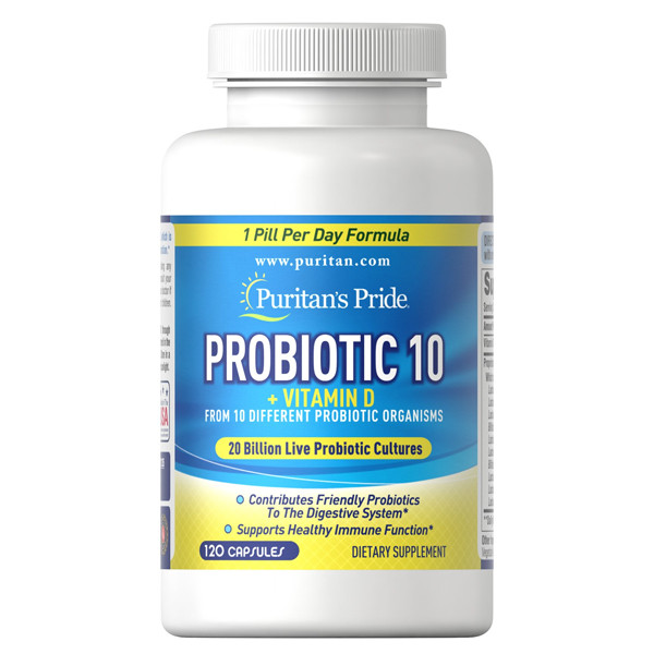 

Пробиотики Puritan's Pride Probiotic 10 with Vitamin D 120 капсул