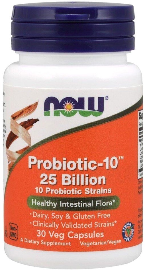 

Пробиотик-10 NOW Foods Probiotic-10 25 Billion 30 веган капсул (733739029379)