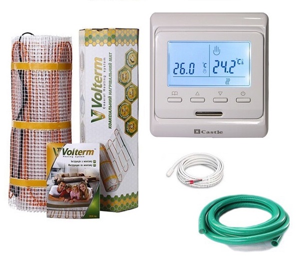 

Теплый пол Volterm двухжильный мат Hot Mat 2300 Вт 13.5 м2 с программируемым терморегулятором в комплекте (100897)