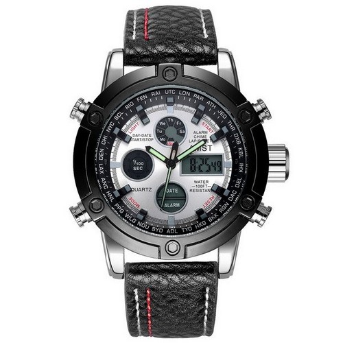 

AMST 3022 Silver-Black-Silver Fluted Wristband