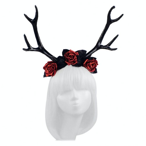 

Рога Олень Зимний на обруче SETA Decor 19-1020BLK-RD