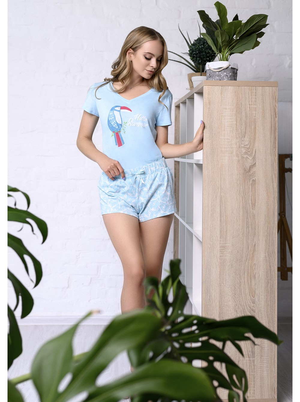 

Пижама Роксана Summer 858 S Голубой/с принтом 4828581629102
