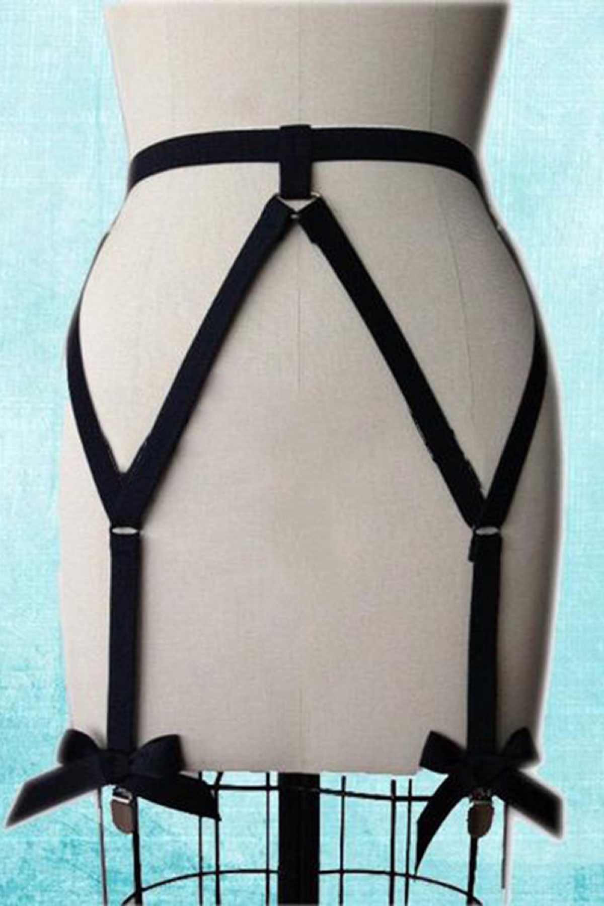 

Жіночі еротичні гартери з бантиками Angels Passion APFTBS68 Чорні 2XL/3XL
